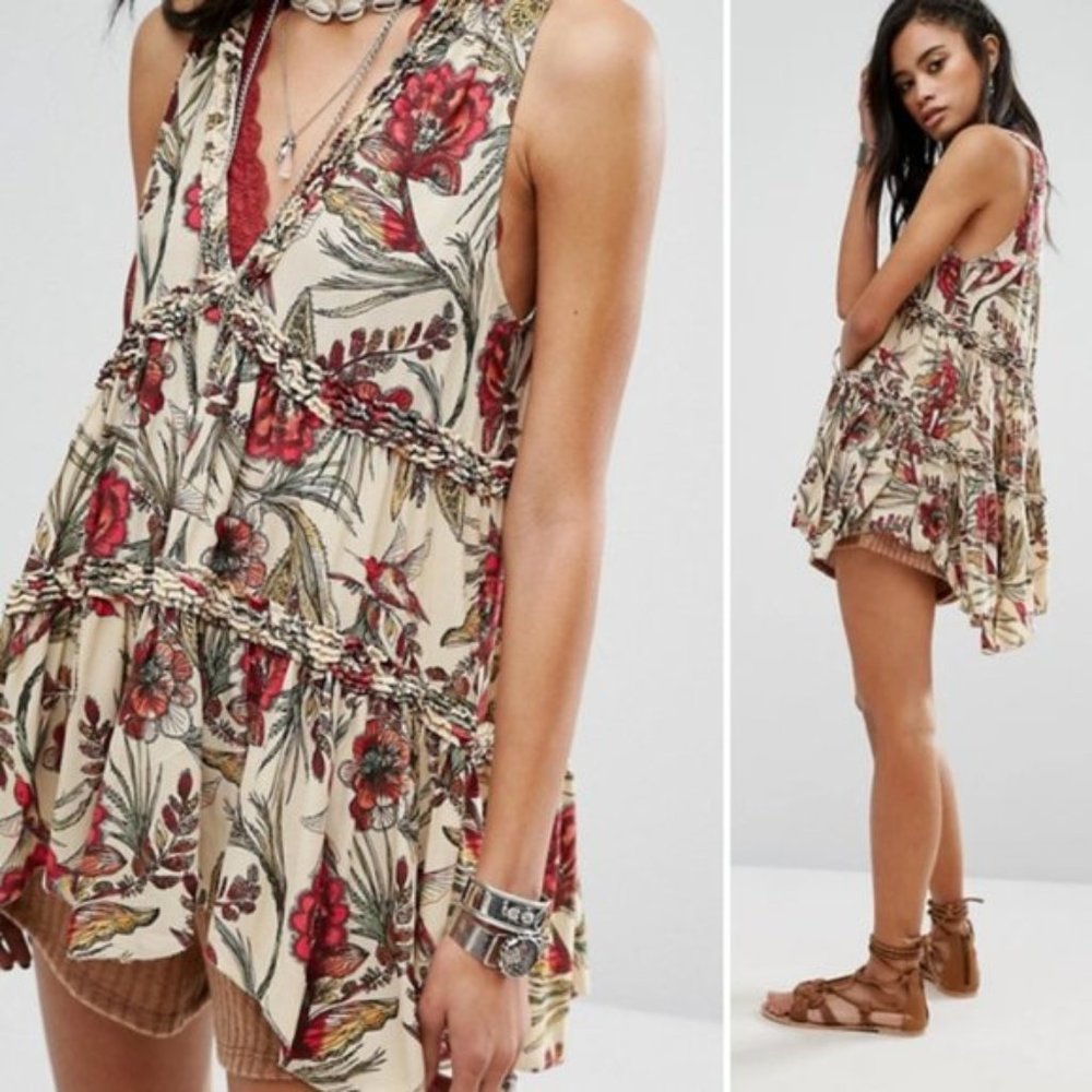 Free People Purple Haze Hummingbird Floral Tunic